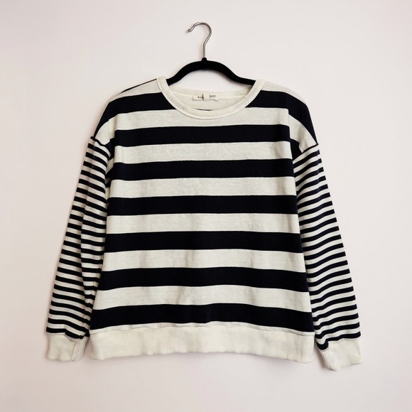 Navy & White Striped Crewneck Sweater By Workshop Republic Clothing Womens L/G C - Picture 1 of 6
